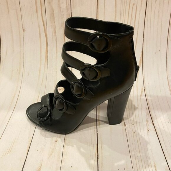 KENDALL + KYLIE Womens Evie Leather Black Open Toe Strappy Sandal Shoes‎ Size 8 - Picture 1 of 10
